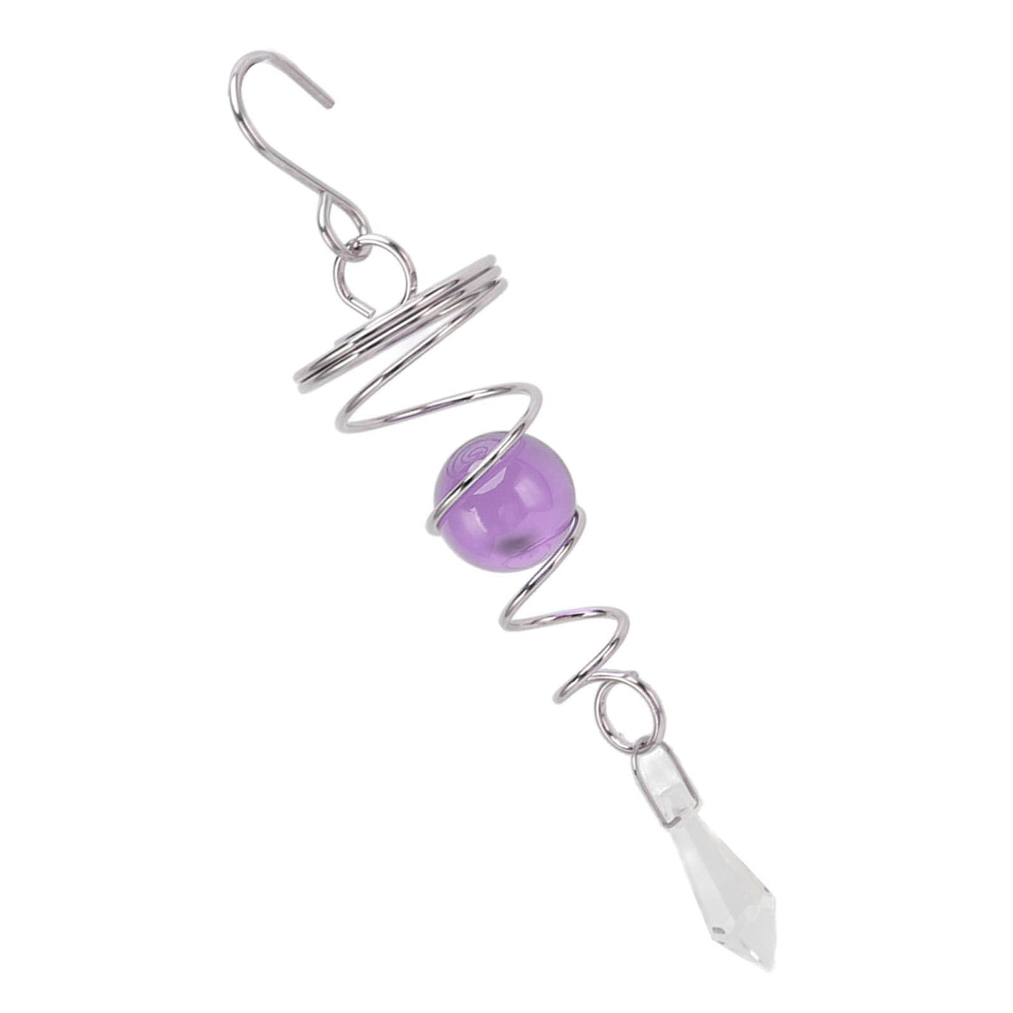 2Pcs Gazing Ball Spiral Tail Wind Spinner Stabilizer Stainless Steel Spiral Wind Chimes for Outside Purple V1294-YM3111220255511-0421