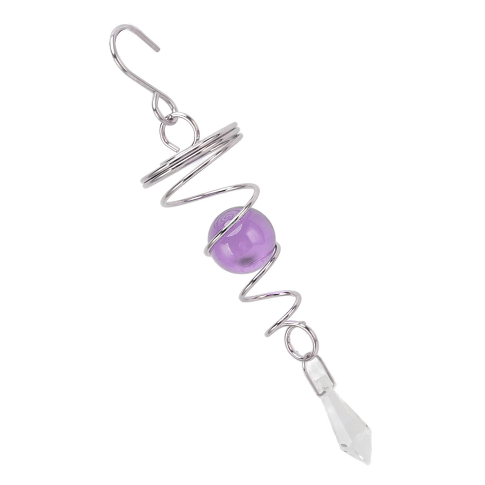 2Pcs Gazing Ball Spiral Tail Wind Spinner Stabilizer Stainless Steel Spiral Wind Chimes for Outside Purple V1294-YM3111220255511-0421