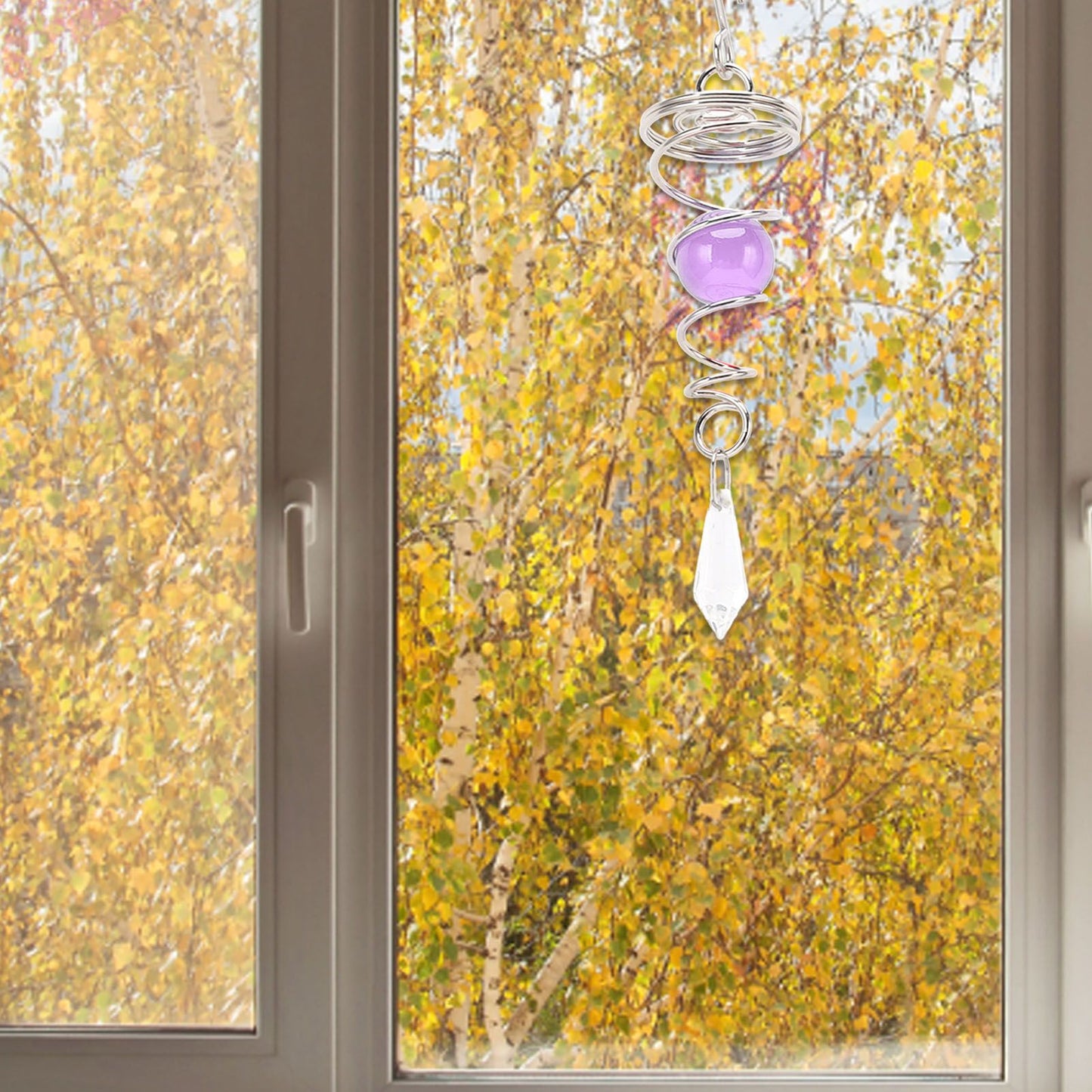 2Pcs Gazing Ball Spiral Tail Wind Spinner Stabilizer Stainless Steel Spiral Wind Chimes for Outside Purple V1294-YM3111220255511-0421