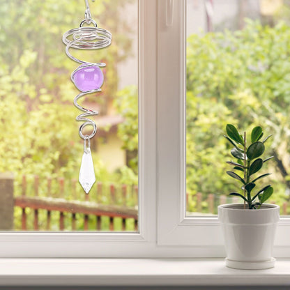 2Pcs Gazing Ball Spiral Tail Wind Spinner Stabilizer Stainless Steel Spiral Wind Chimes for Outside Purple V1294-YM3111220255511-0421