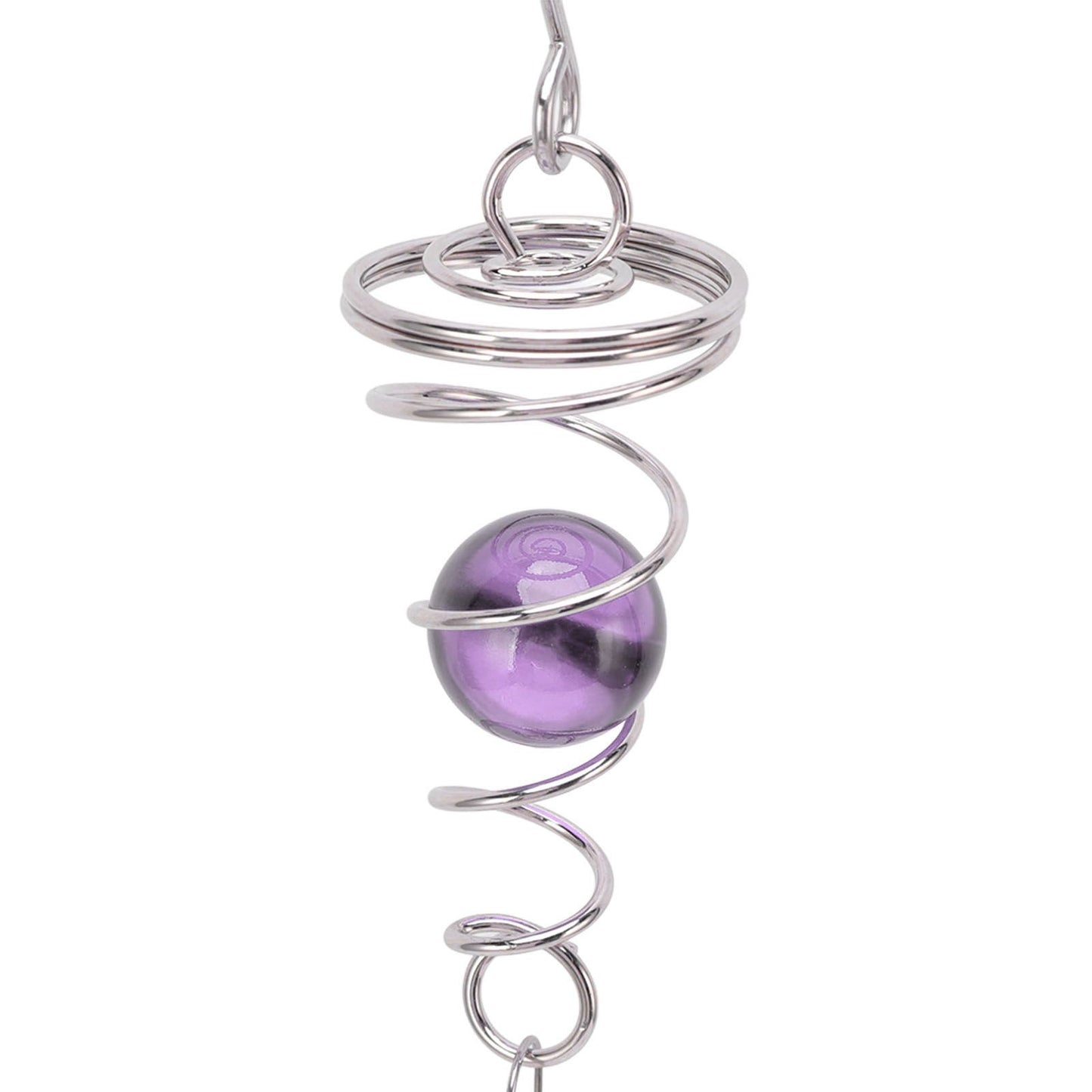2Pcs Gazing Ball Spiral Tail Wind Spinner Stabilizer Stainless Steel Spiral Wind Chimes for Outside Purple V1294-YM3111220255511-0421