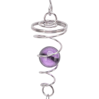 2Pcs Gazing Ball Spiral Tail Wind Spinner Stabilizer Stainless Steel Spiral Wind Chimes for Outside Purple V1294-YM3111220255511-0421