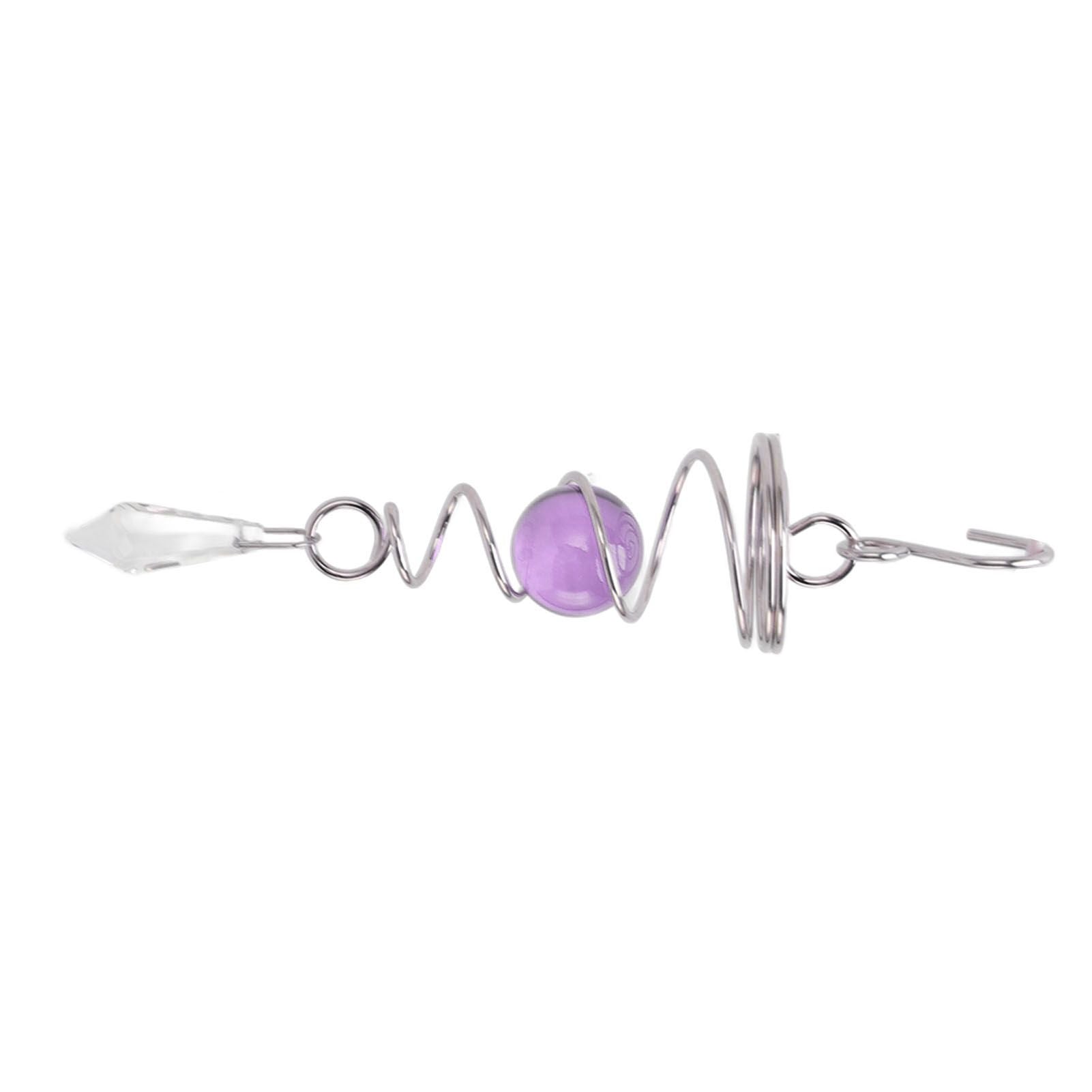 2Pcs Gazing Ball Spiral Tail Wind Spinner Stabilizer Stainless Steel Spiral Wind Chimes for Outside Purple V1294-YM3111220255511-0421