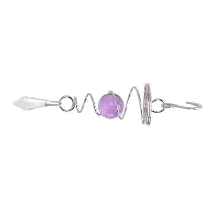 2Pcs Gazing Ball Spiral Tail Wind Spinner Stabilizer Stainless Steel Spiral Wind Chimes for Outside Purple V1294-YM3111220255511-0421