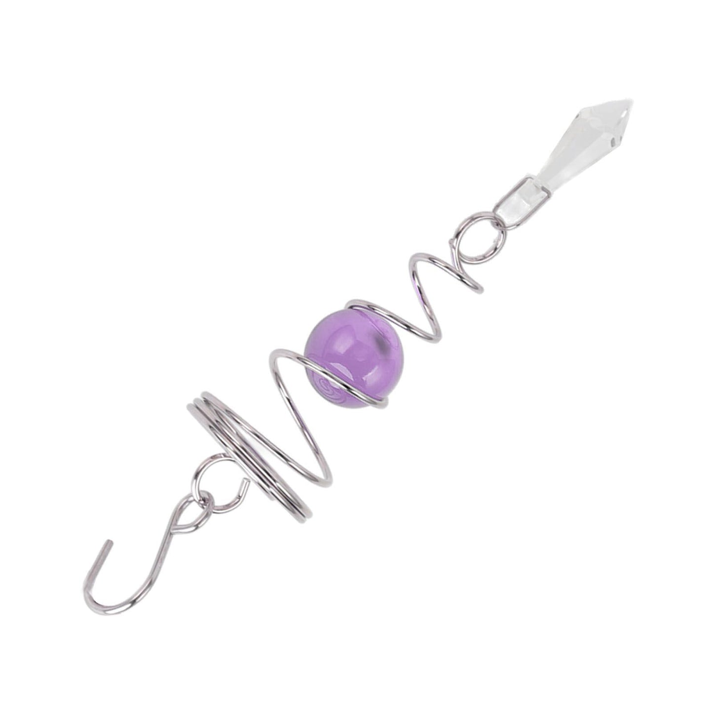 2Pcs Gazing Ball Spiral Tail Wind Spinner Stabilizer Stainless Steel Spiral Wind Chimes for Outside Purple V1294-YM3111220255511-0421