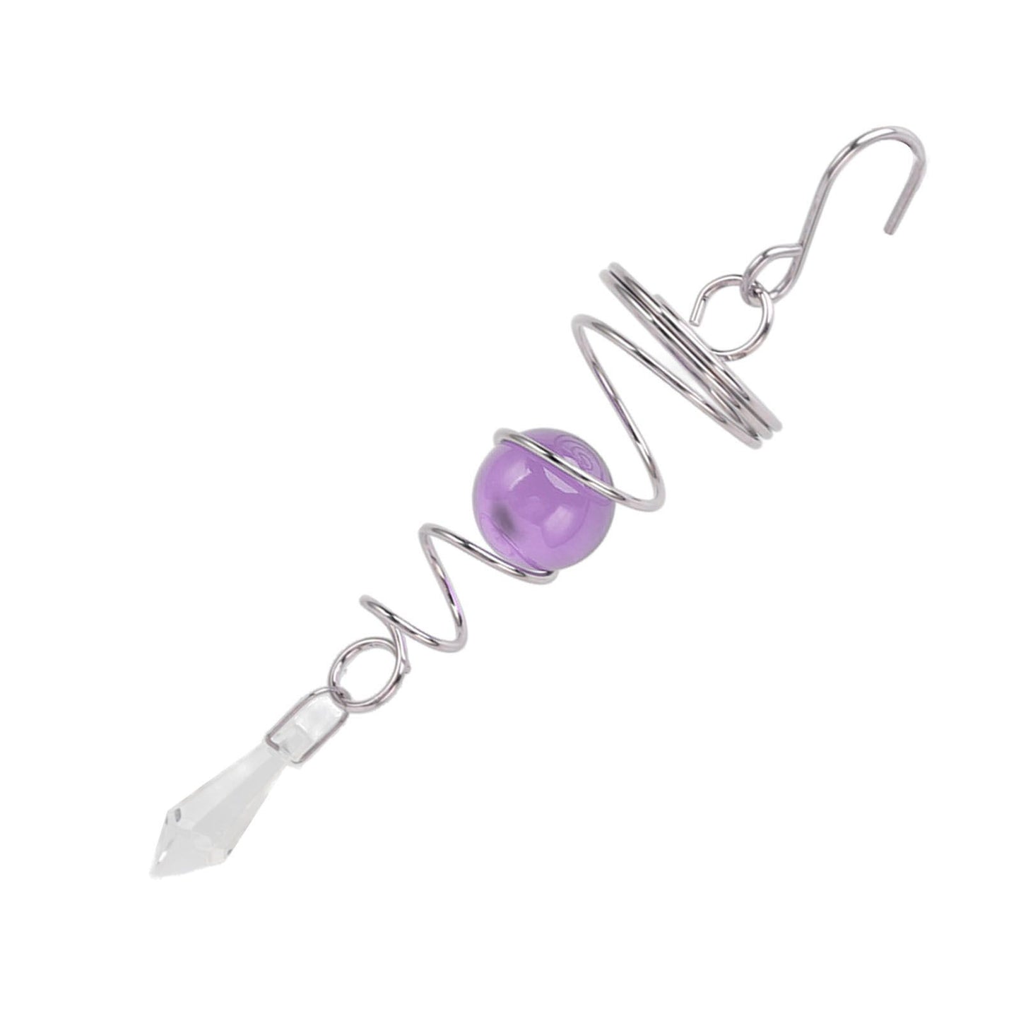2Pcs Gazing Ball Spiral Tail Wind Spinner Stabilizer Stainless Steel Spiral Wind Chimes for Outside Purple V1294-YM3111220255511-0421