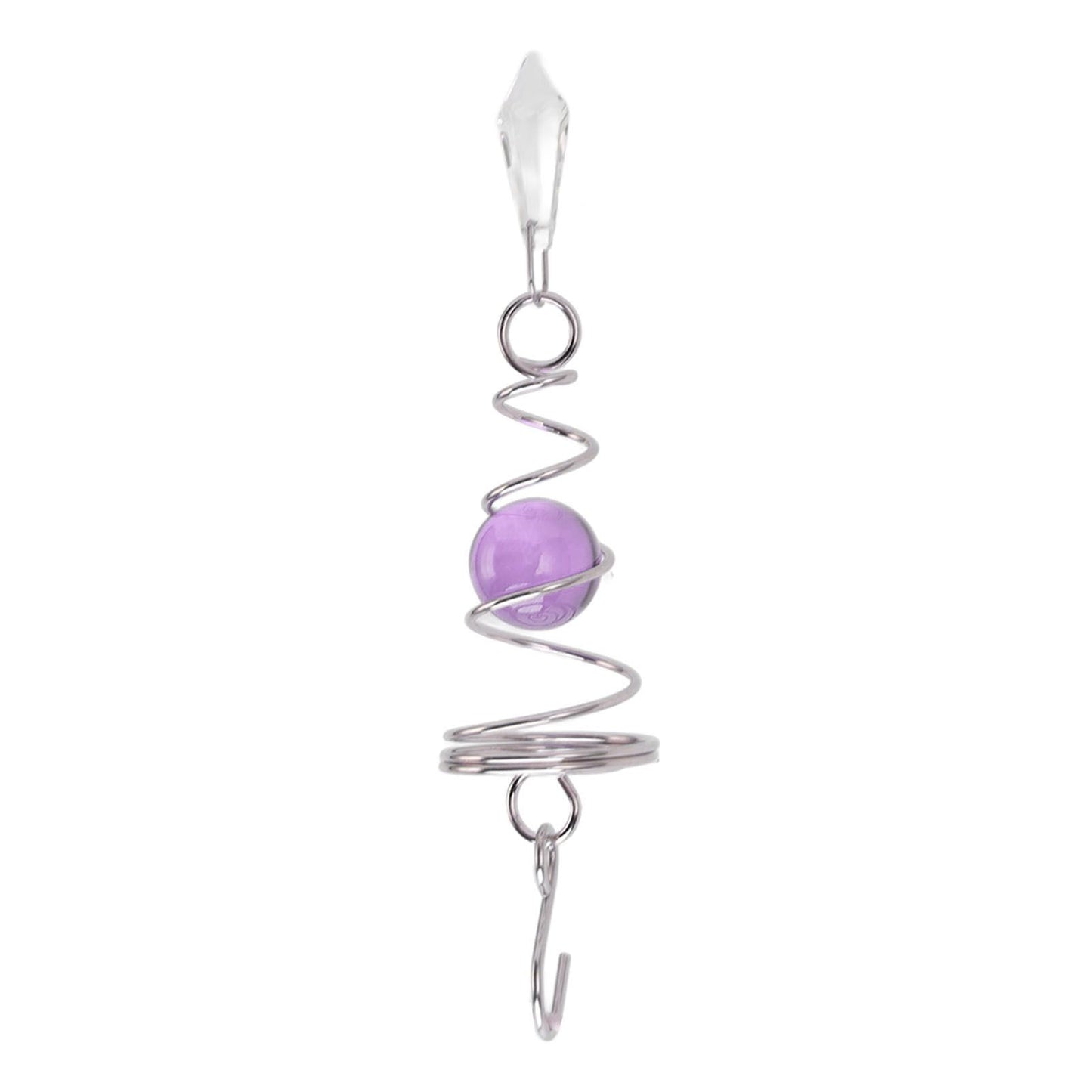2Pcs Gazing Ball Spiral Tail Wind Spinner Stabilizer Stainless Steel Spiral Wind Chimes for Outside Purple V1294-YM3111220255511-0421