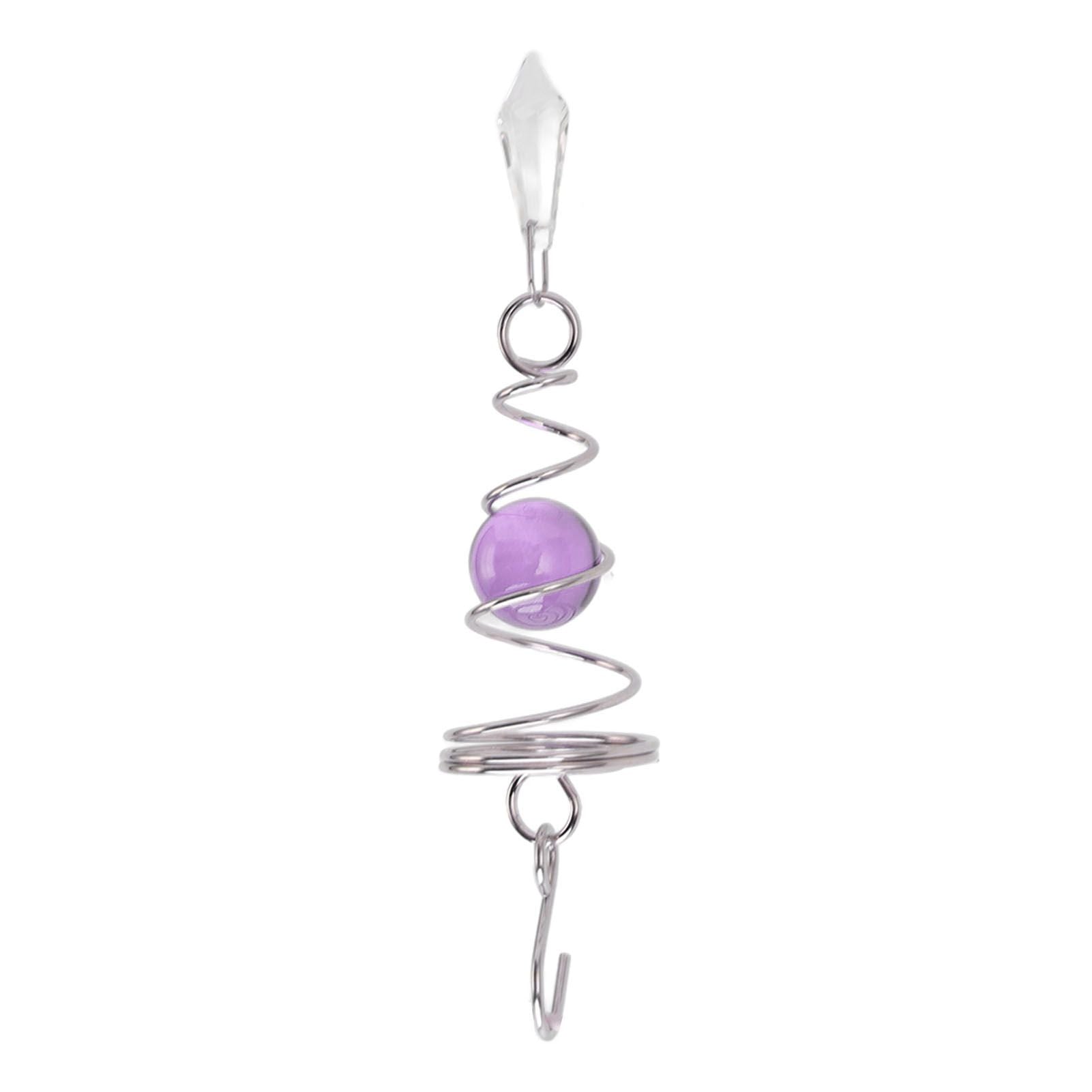 2Pcs Gazing Ball Spiral Tail Wind Spinner Stabilizer Stainless Steel Spiral Wind Chimes for Outside Purple V1294-YM3111220255511-0421