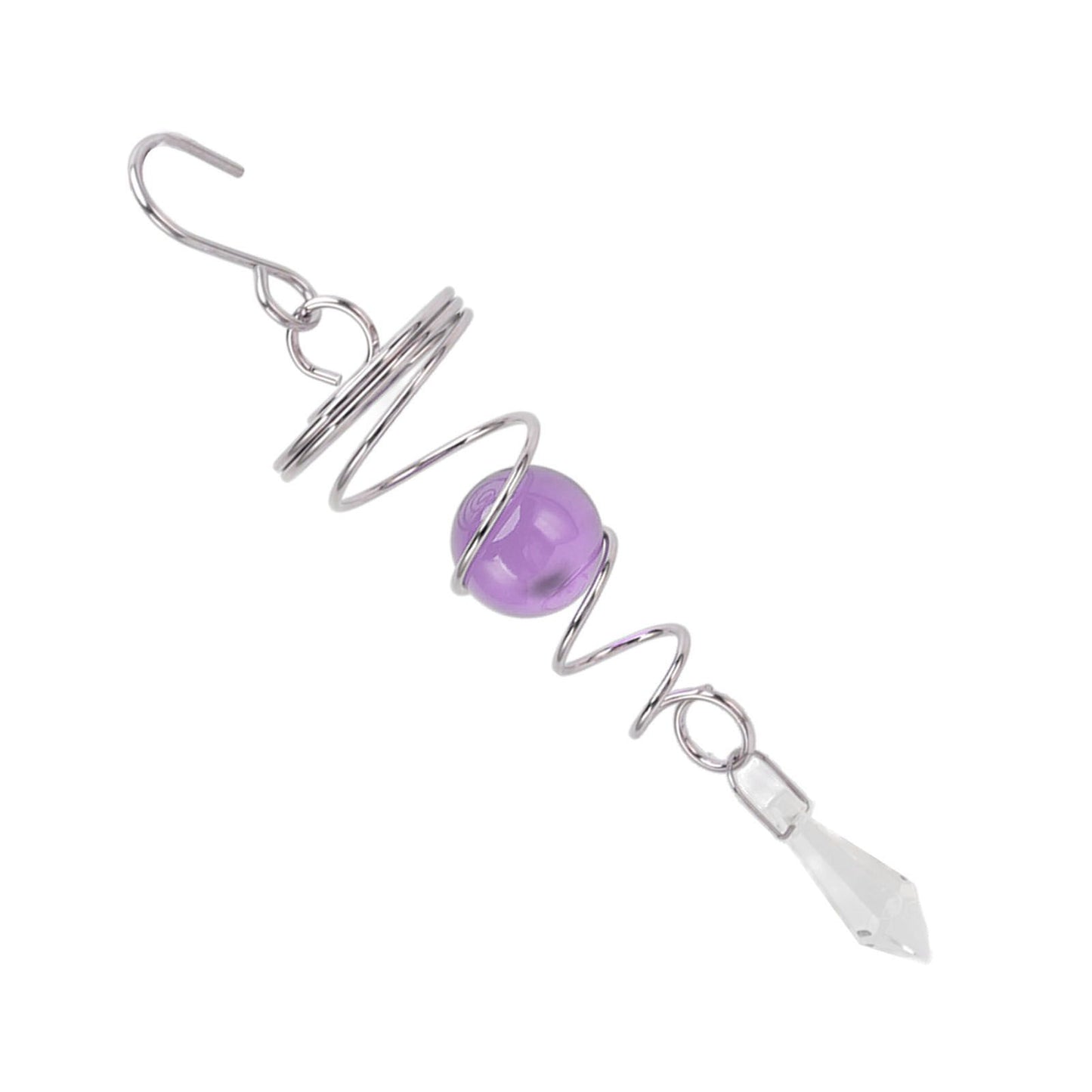 2Pcs Gazing Ball Spiral Tail Wind Spinner Stabilizer Stainless Steel Spiral Wind Chimes for Outside Purple V1294-YM3111220255511-0421