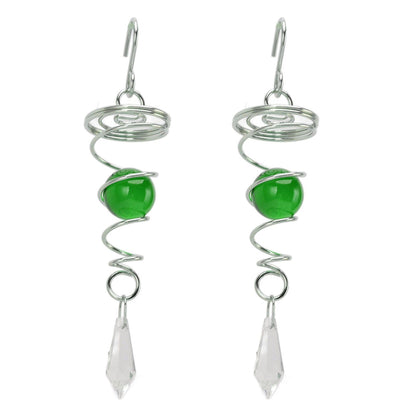 2Pcs Gazing Ball Spiral Tail Wind Spinner Stabilizer Stainless Steel Spiral Wind Chimes for Outside Green V1294-YM3111220255512-0421
