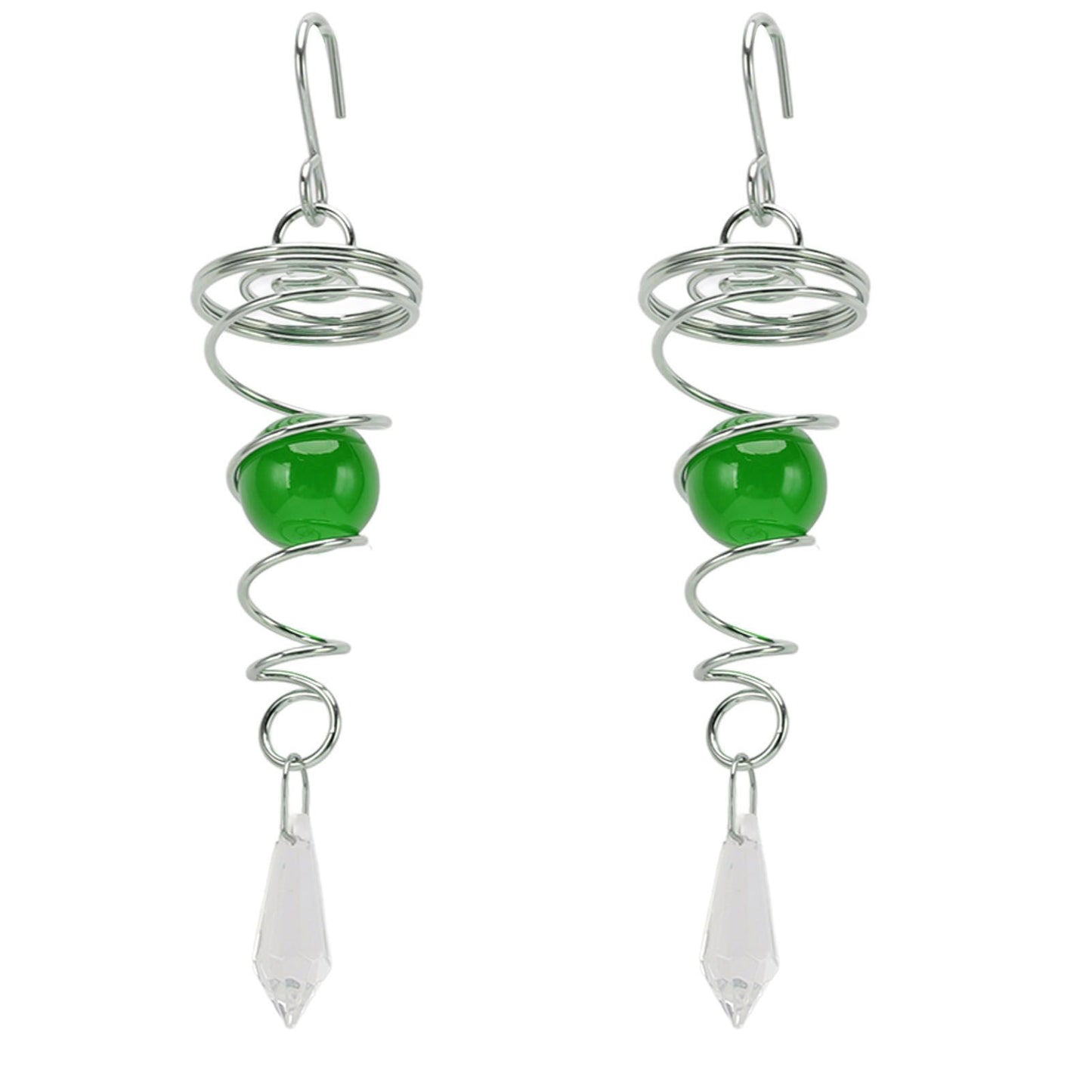 2Pcs Gazing Ball Spiral Tail Wind Spinner Stabilizer Stainless Steel Spiral Wind Chimes for Outside Green V1294-YM3111220255512-0421