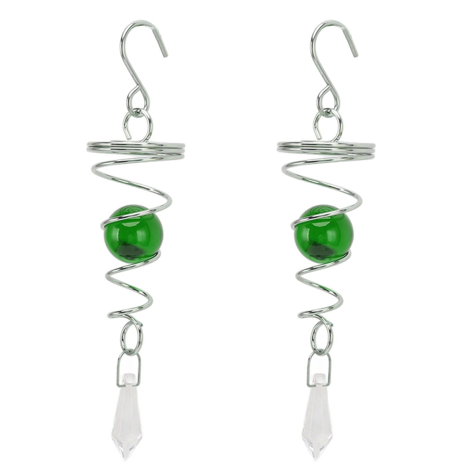 2Pcs Gazing Ball Spiral Tail Wind Spinner Stabilizer Stainless Steel Spiral Wind Chimes for Outside Green V1294-YM3111220255512-0421