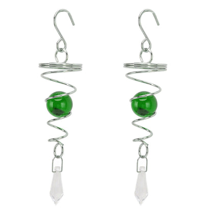2Pcs Gazing Ball Spiral Tail Wind Spinner Stabilizer Stainless Steel Spiral Wind Chimes for Outside Green V1294-YM3111220255512-0421