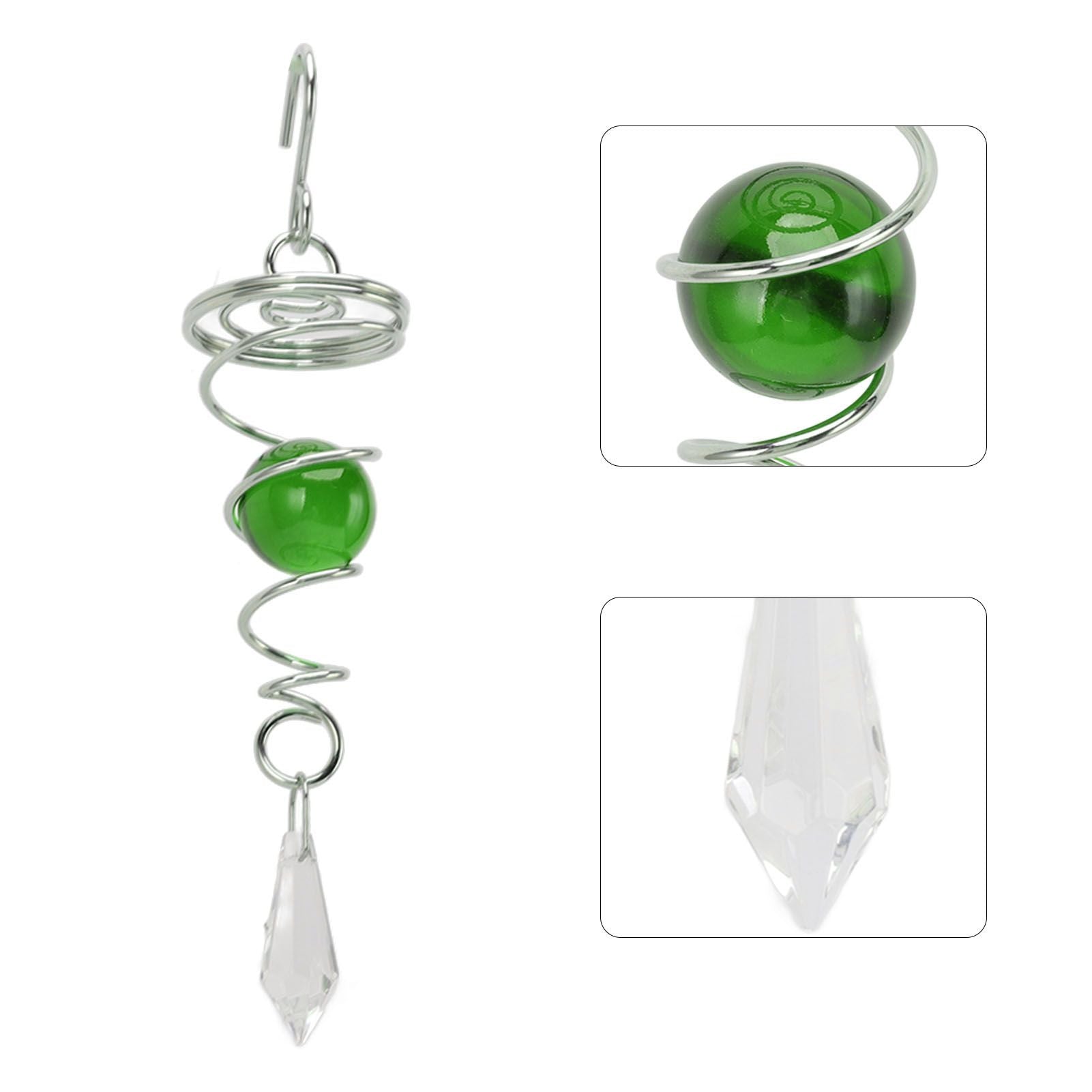 2Pcs Gazing Ball Spiral Tail Wind Spinner Stabilizer Stainless Steel Spiral Wind Chimes for Outside Green V1294-YM3111220255512-0421