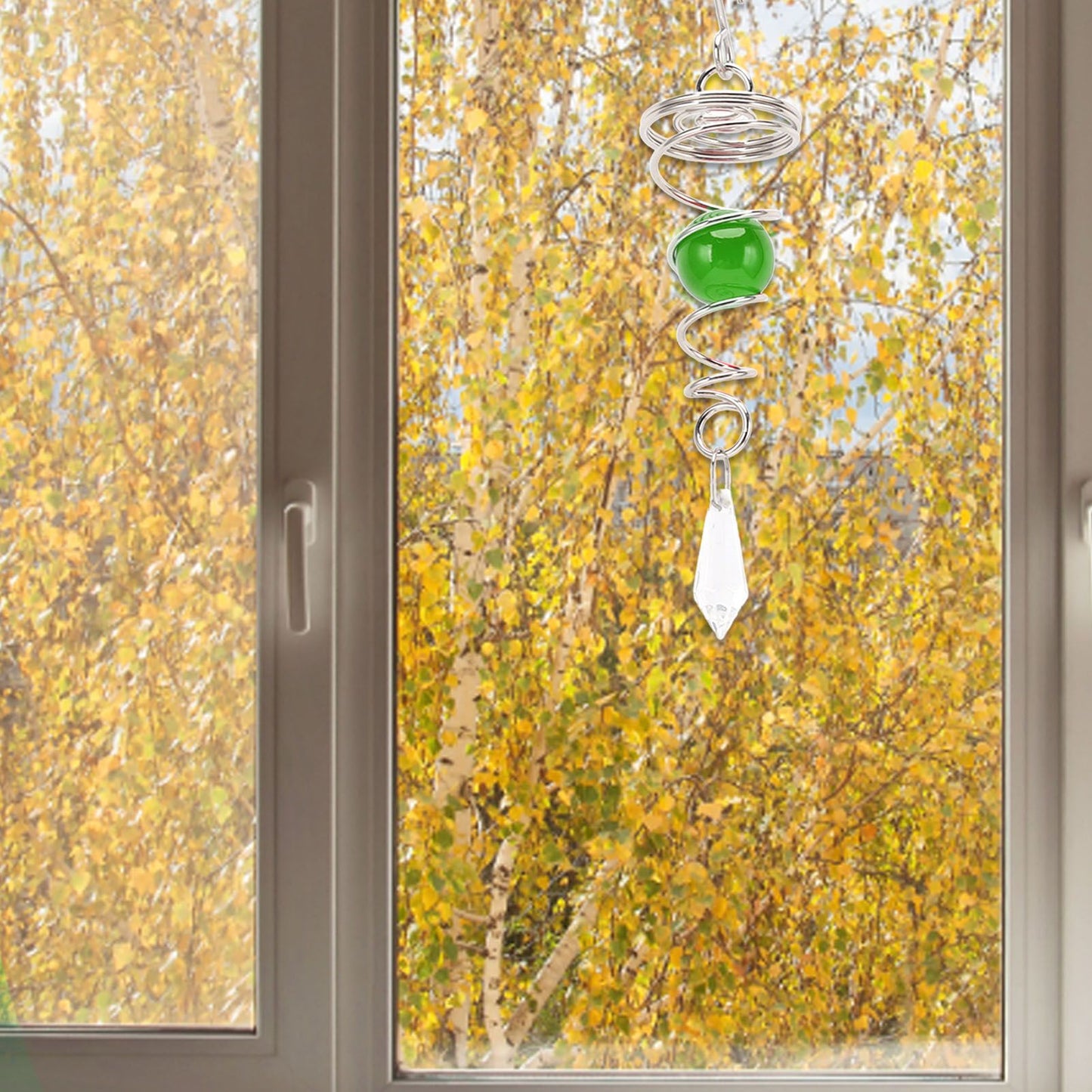 2Pcs Gazing Ball Spiral Tail Wind Spinner Stabilizer Stainless Steel Spiral Wind Chimes for Outside Green V1294-YM3111220255512-0421