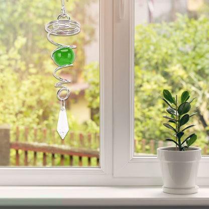 2Pcs Gazing Ball Spiral Tail Wind Spinner Stabilizer Stainless Steel Spiral Wind Chimes for Outside Green V1294-YM3111220255512-0421