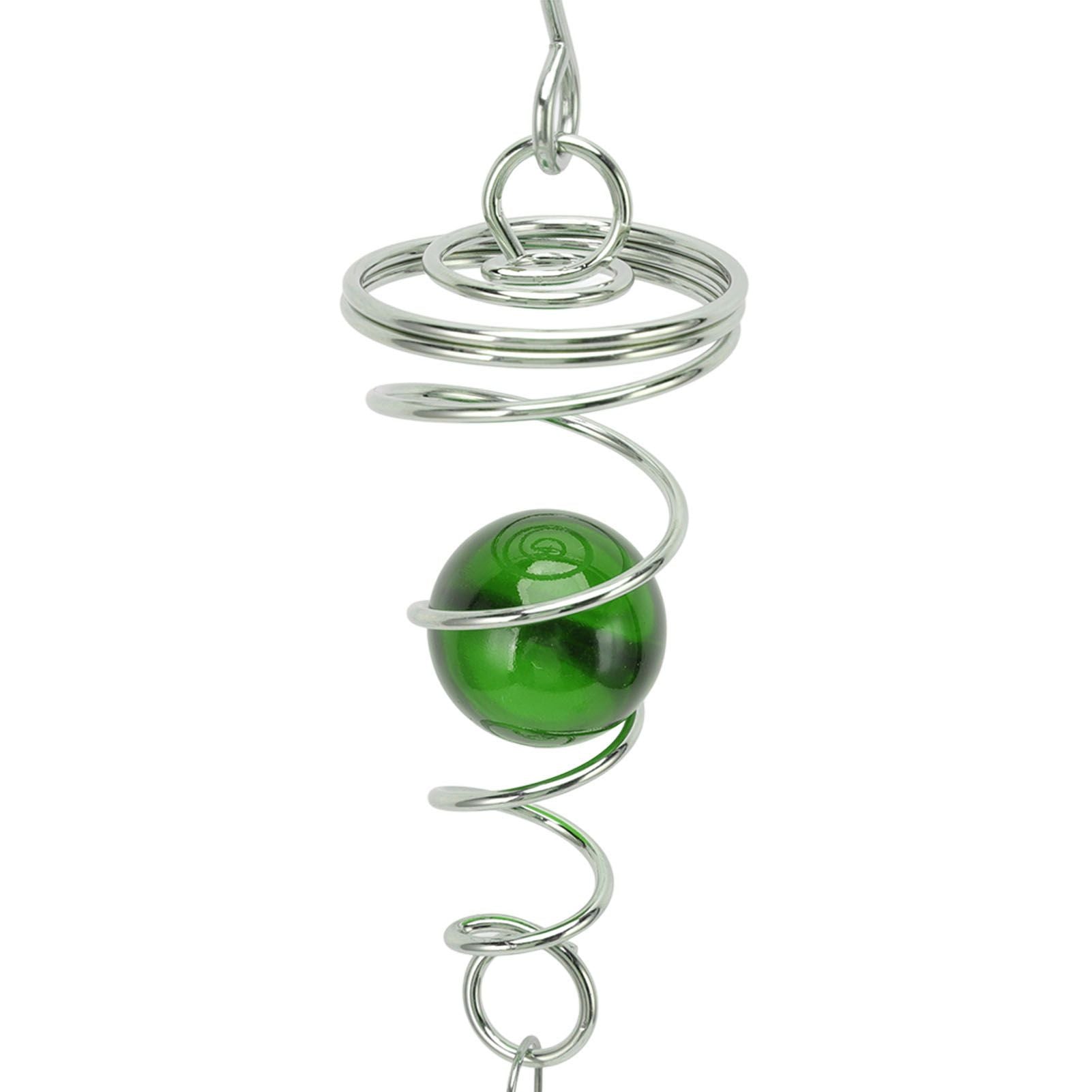 2Pcs Gazing Ball Spiral Tail Wind Spinner Stabilizer Stainless Steel Spiral Wind Chimes for Outside Green V1294-YM3111220255512-0421