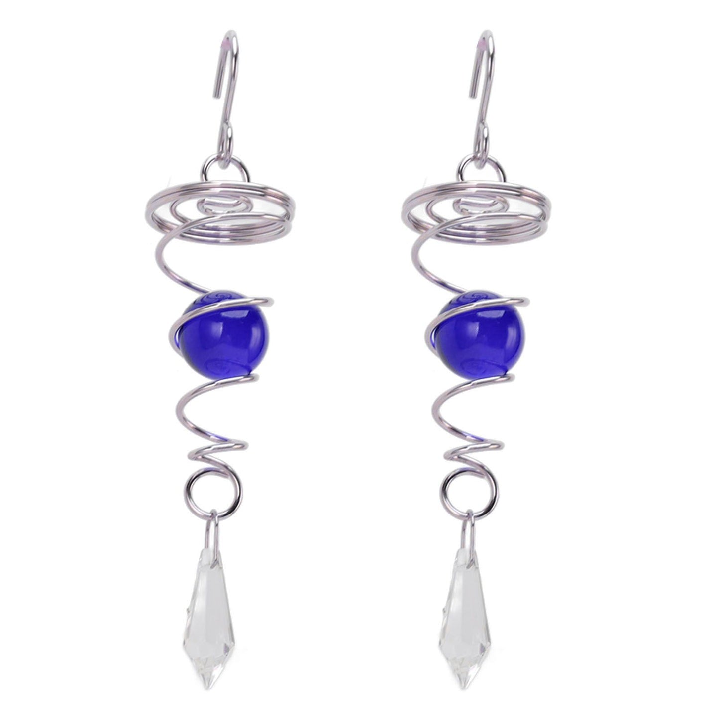 2Pcs Gazing Ball Spiral Tail Wind Spinner Stabilizer Stainless Steel Spiral Wind Chimes for Outside Blue V1294-YM3111220255513-0421