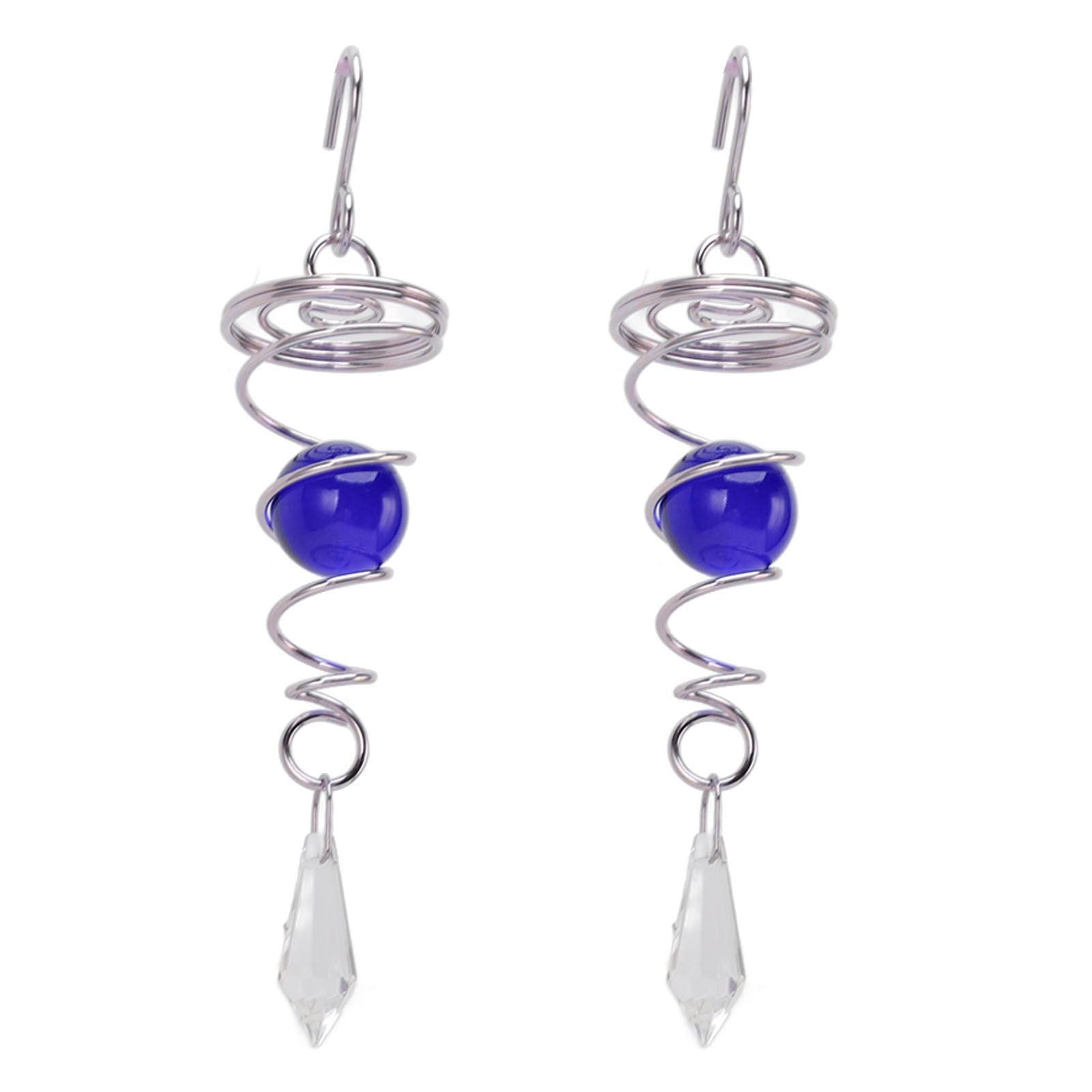 2Pcs Gazing Ball Spiral Tail Wind Spinner Stabilizer Stainless Steel Spiral Wind Chimes for Outside Blue V1294-YM3111220255513-0421