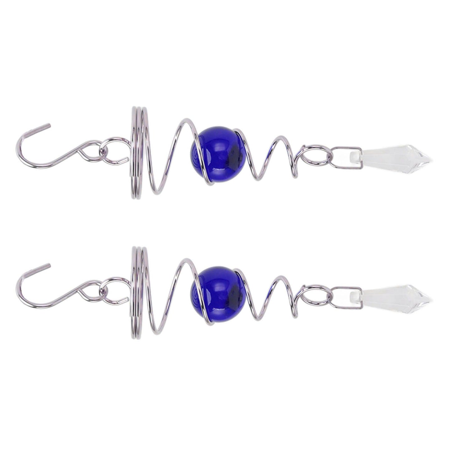 2Pcs Gazing Ball Spiral Tail Wind Spinner Stabilizer Stainless Steel Spiral Wind Chimes for Outside Blue V1294-YM3111220255513-0421