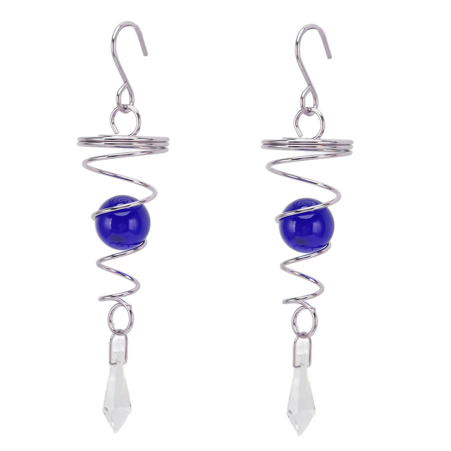 2Pcs Gazing Ball Spiral Tail Wind Spinner Stabilizer Stainless Steel Spiral Wind Chimes for Outside Blue V1294-YM3111220255513-0421