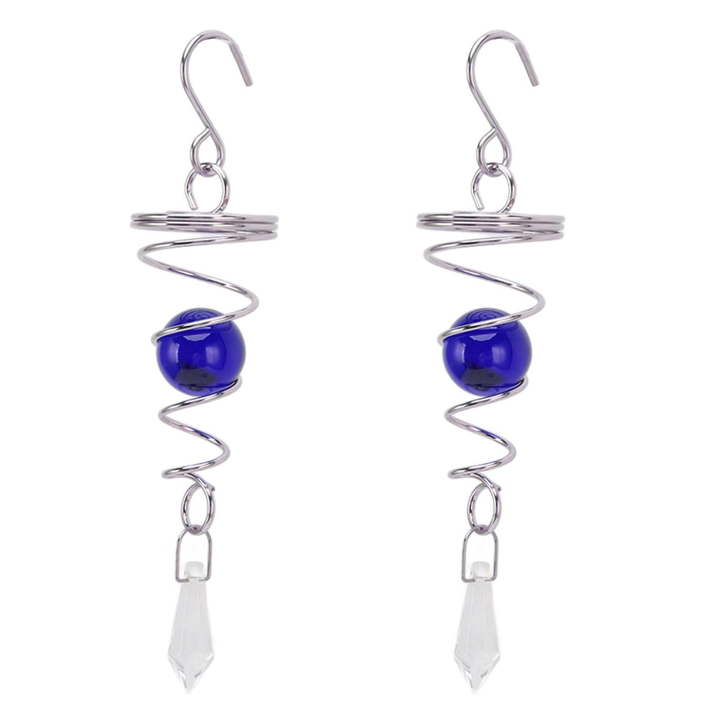 2Pcs Gazing Ball Spiral Tail Wind Spinner Stabilizer Stainless Steel Spiral Wind Chimes for Outside Blue V1294-YM3111220255513-0421