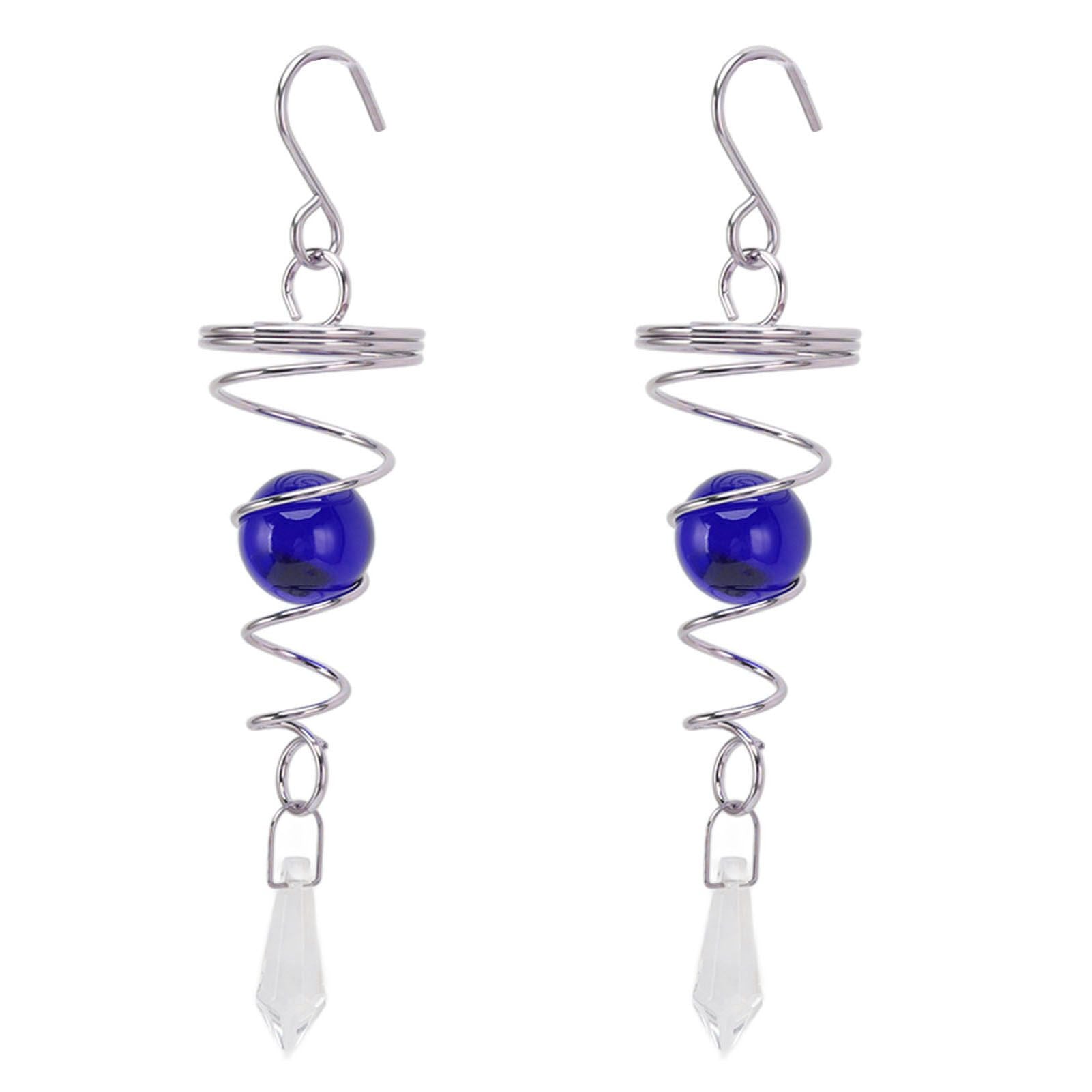 2Pcs Gazing Ball Spiral Tail Wind Spinner Stabilizer Stainless Steel Spiral Wind Chimes for Outside Blue V1294-YM3111220255513-0421