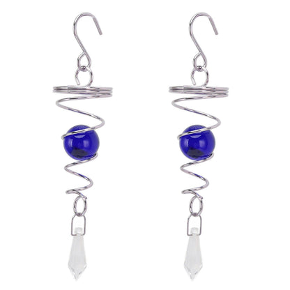 2Pcs Gazing Ball Spiral Tail Wind Spinner Stabilizer Stainless Steel Spiral Wind Chimes for Outside Blue V1294-YM3111220255513-0421