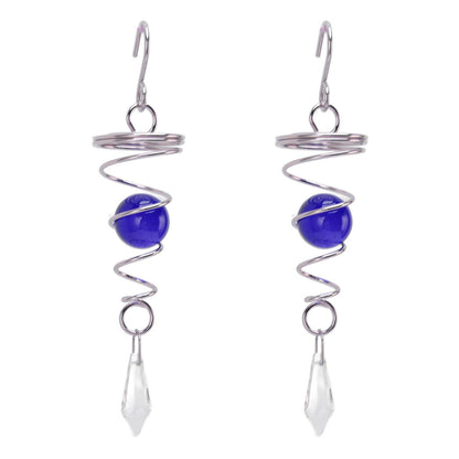 2Pcs Gazing Ball Spiral Tail Wind Spinner Stabilizer Stainless Steel Spiral Wind Chimes for Outside Blue V1294-YM3111220255513-0421