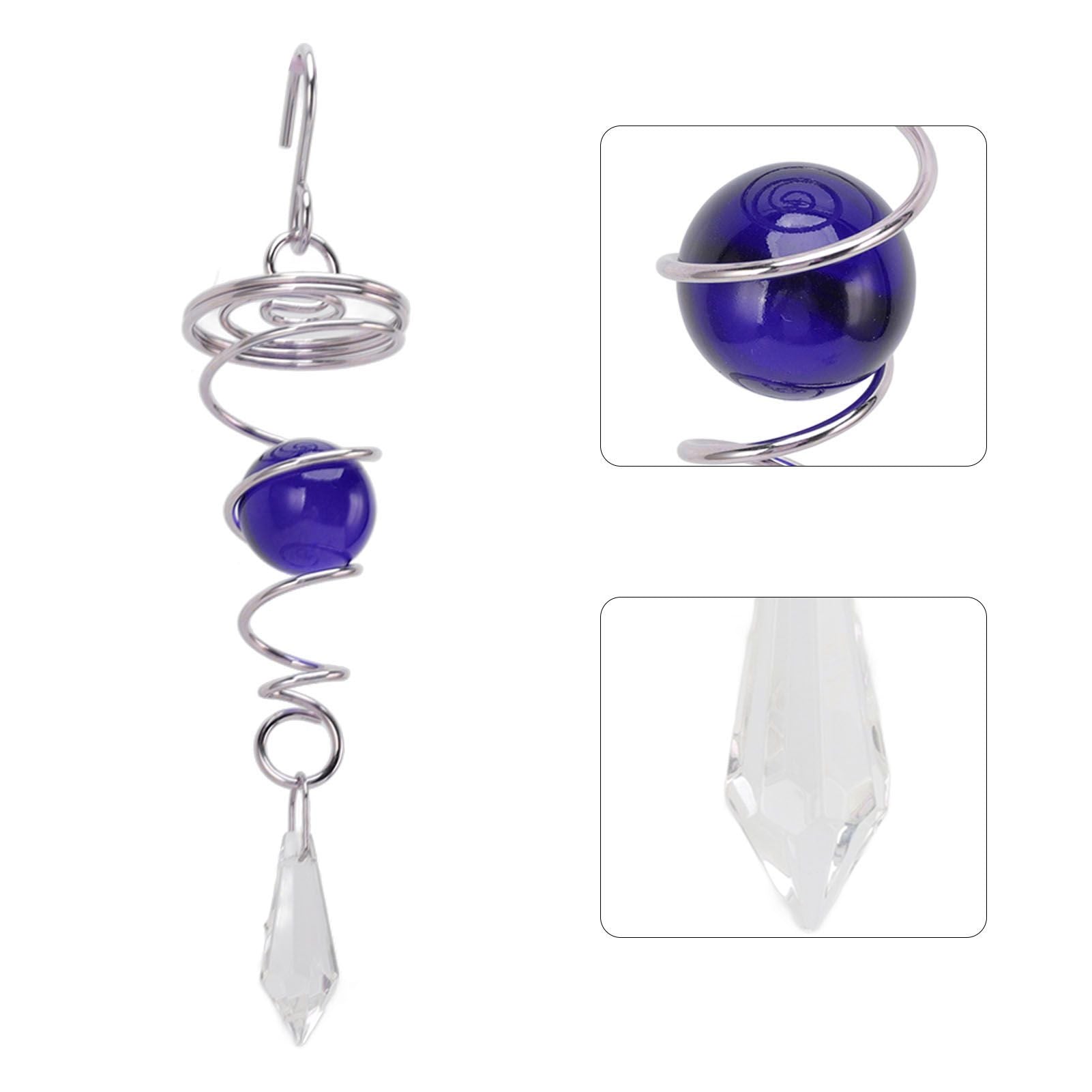 2Pcs Gazing Ball Spiral Tail Wind Spinner Stabilizer Stainless Steel Spiral Wind Chimes for Outside Blue V1294-YM3111220255513-0421