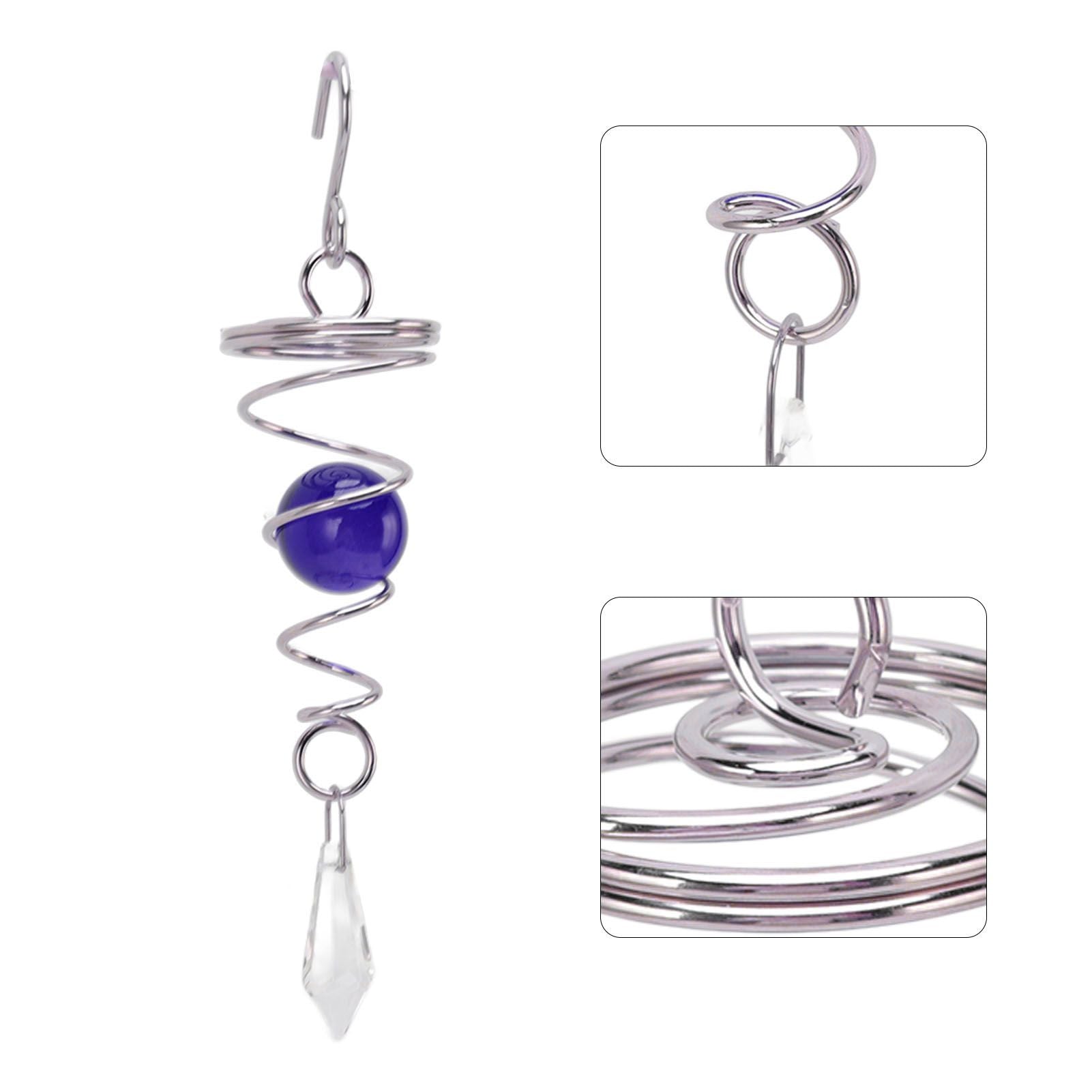2Pcs Gazing Ball Spiral Tail Wind Spinner Stabilizer Stainless Steel Spiral Wind Chimes for Outside Blue V1294-YM3111220255513-0421