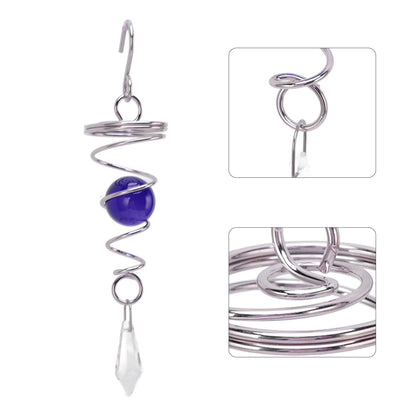 2Pcs Gazing Ball Spiral Tail Wind Spinner Stabilizer Stainless Steel Spiral Wind Chimes for Outside Blue V1294-YM3111220255513-0421