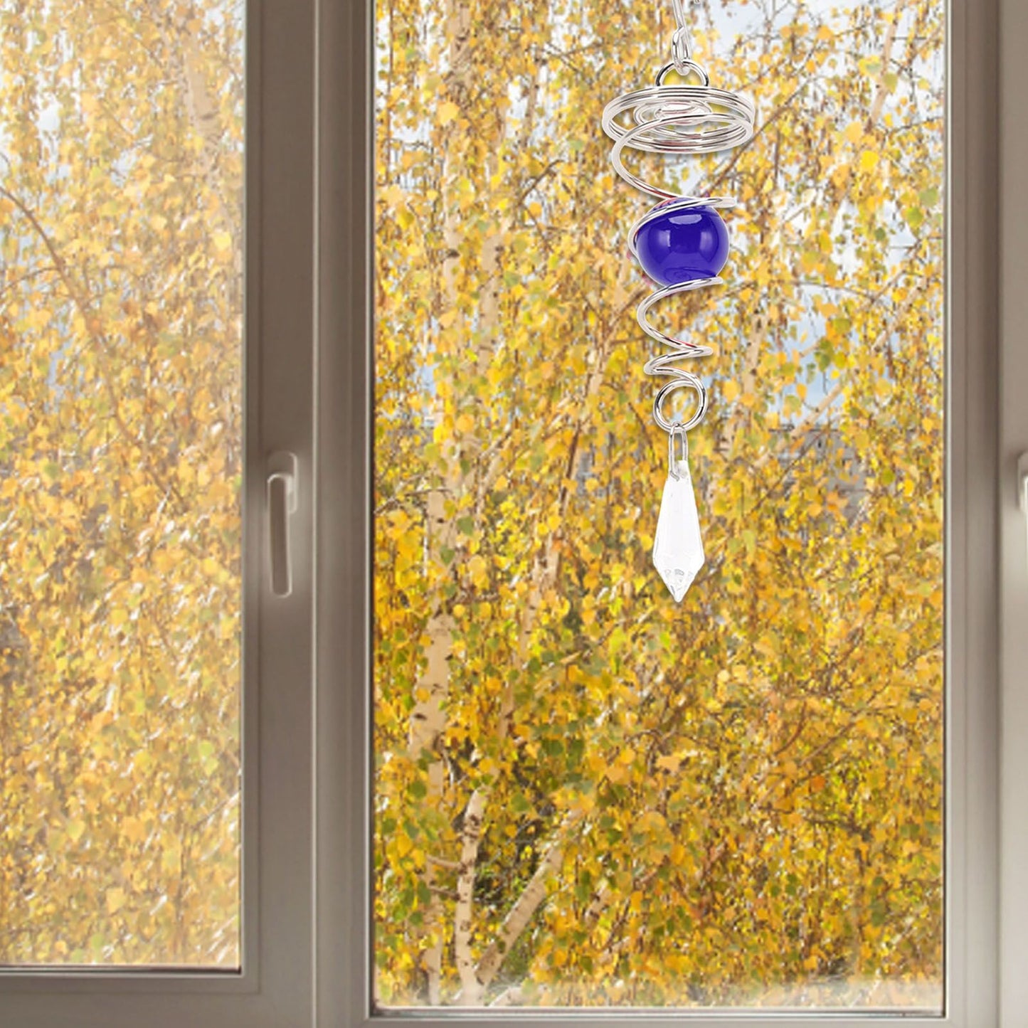 2Pcs Gazing Ball Spiral Tail Wind Spinner Stabilizer Stainless Steel Spiral Wind Chimes for Outside Blue V1294-YM3111220255513-0421