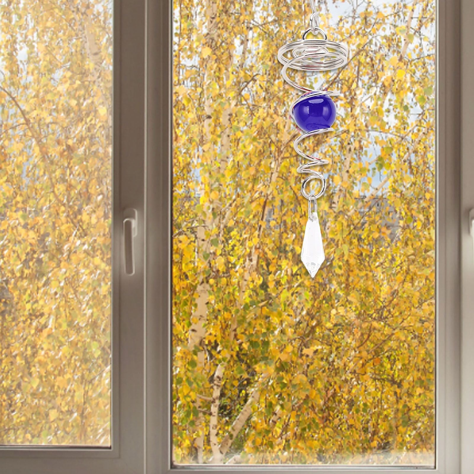 2Pcs Gazing Ball Spiral Tail Wind Spinner Stabilizer Stainless Steel Spiral Wind Chimes for Outside Blue V1294-YM3111220255513-0421