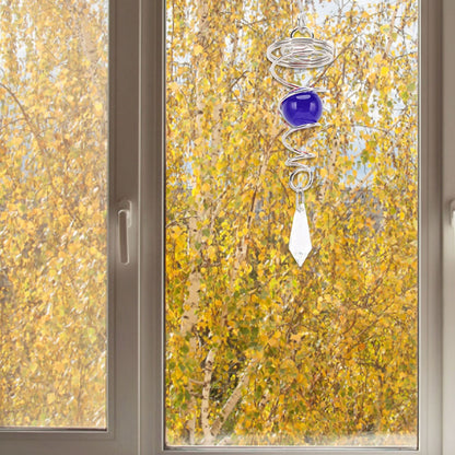 2Pcs Gazing Ball Spiral Tail Wind Spinner Stabilizer Stainless Steel Spiral Wind Chimes for Outside Blue V1294-YM3111220255513-0421