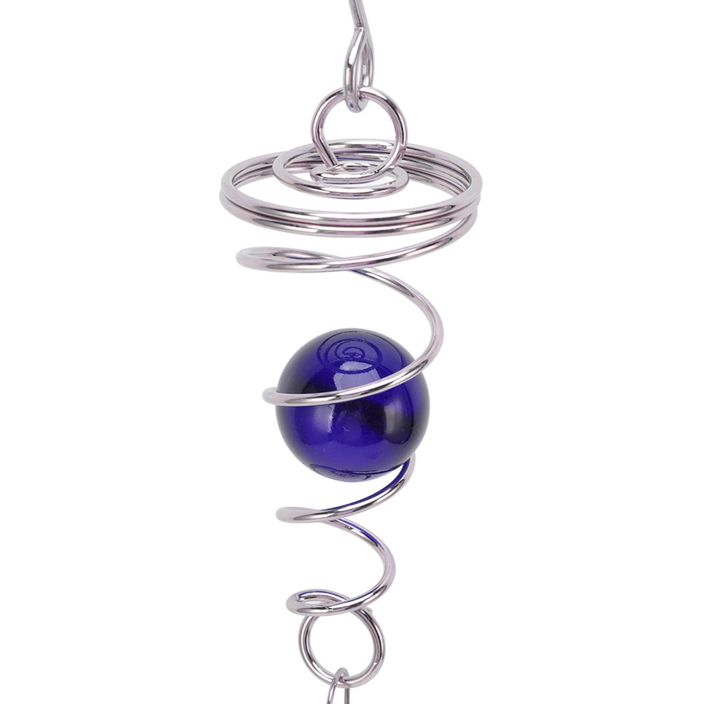 2Pcs Gazing Ball Spiral Tail Wind Spinner Stabilizer Stainless Steel Spiral Wind Chimes for Outside Blue V1294-YM3111220255513-0421