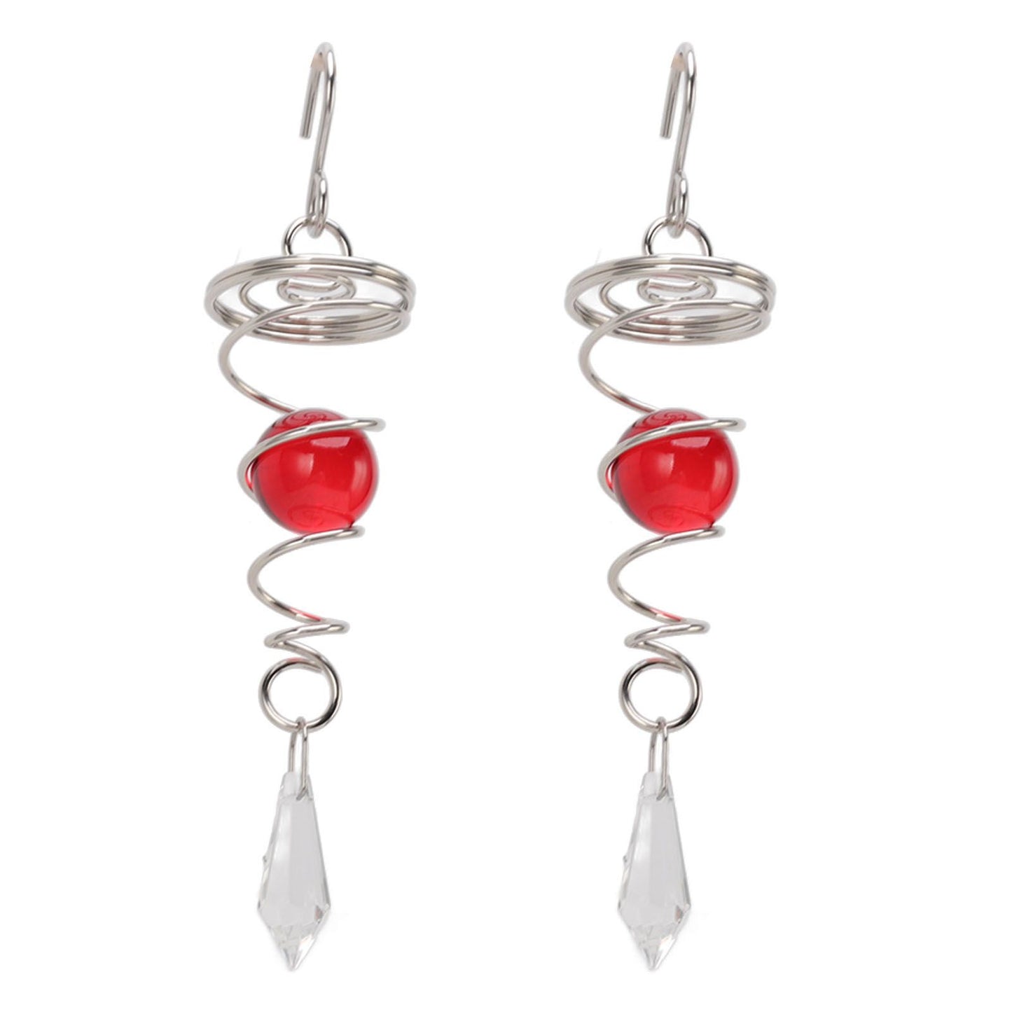 2Pcs Gazing Ball Spiral Tail Wind Spinner Stabilizer Stainless Steel Spiral Wind Chimes for Outside Red V1294-YM3111220255514-0421