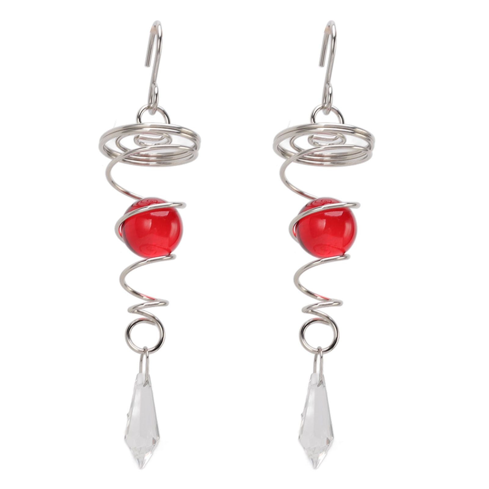 2Pcs Gazing Ball Spiral Tail Wind Spinner Stabilizer Stainless Steel Spiral Wind Chimes for Outside Red V1294-YM3111220255514-0421