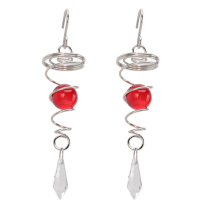 2Pcs Gazing Ball Spiral Tail Wind Spinner Stabilizer Stainless Steel Spiral Wind Chimes for Outside Red V1294-YM3111220255514-0421
