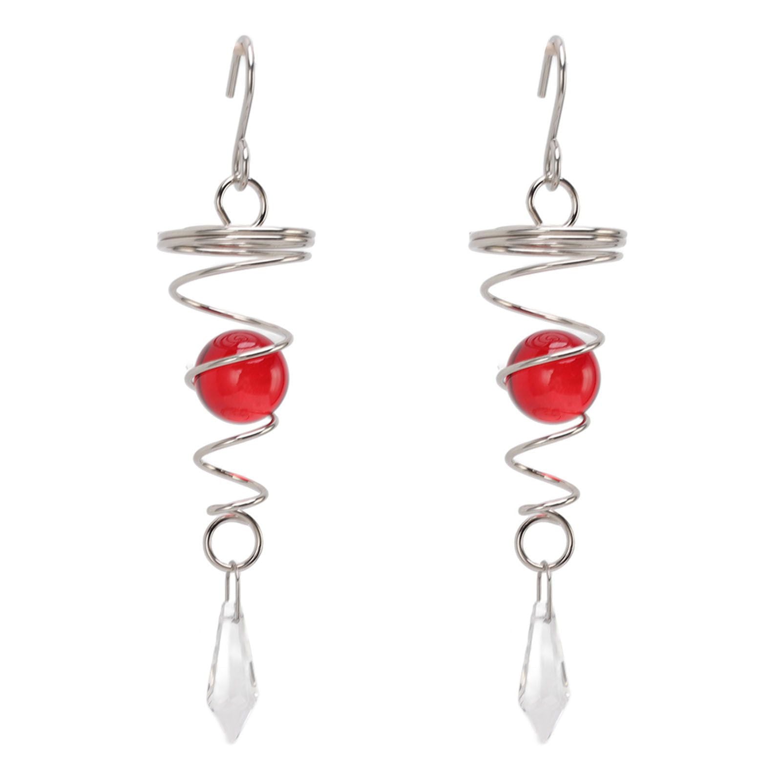 2Pcs Gazing Ball Spiral Tail Wind Spinner Stabilizer Stainless Steel Spiral Wind Chimes for Outside Red V1294-YM3111220255514-0421