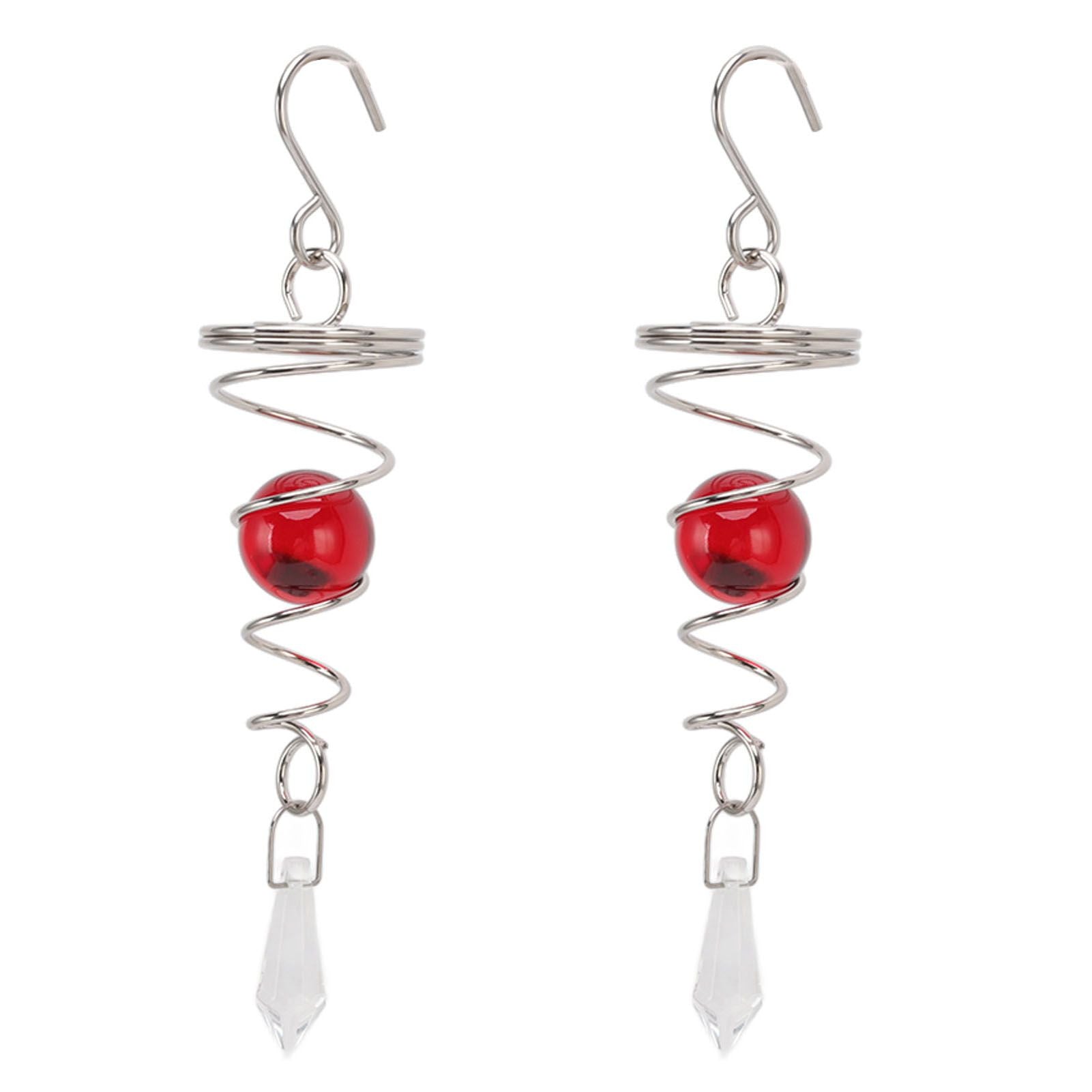 2Pcs Gazing Ball Spiral Tail Wind Spinner Stabilizer Stainless Steel Spiral Wind Chimes for Outside Red V1294-YM3111220255514-0421