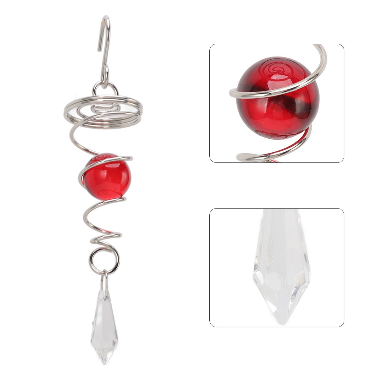 2Pcs Gazing Ball Spiral Tail Wind Spinner Stabilizer Stainless Steel Spiral Wind Chimes for Outside Red V1294-YM3111220255514-0421