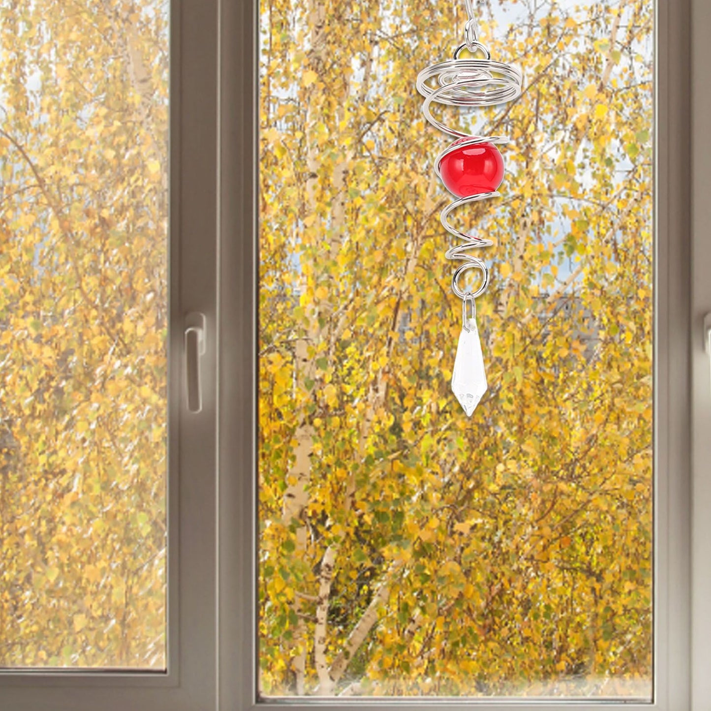 2Pcs Gazing Ball Spiral Tail Wind Spinner Stabilizer Stainless Steel Spiral Wind Chimes for Outside Red V1294-YM3111220255514-0421