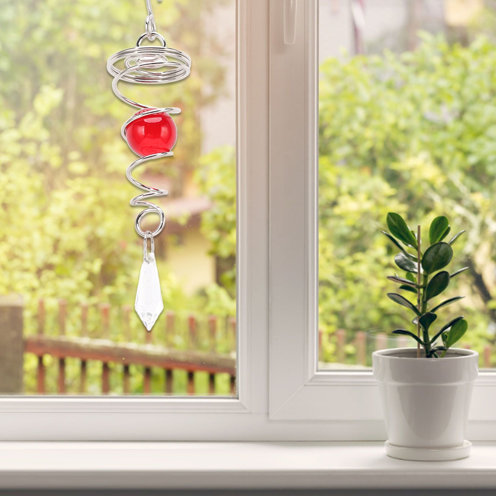 2Pcs Gazing Ball Spiral Tail Wind Spinner Stabilizer Stainless Steel Spiral Wind Chimes for Outside Red V1294-YM3111220255514-0421