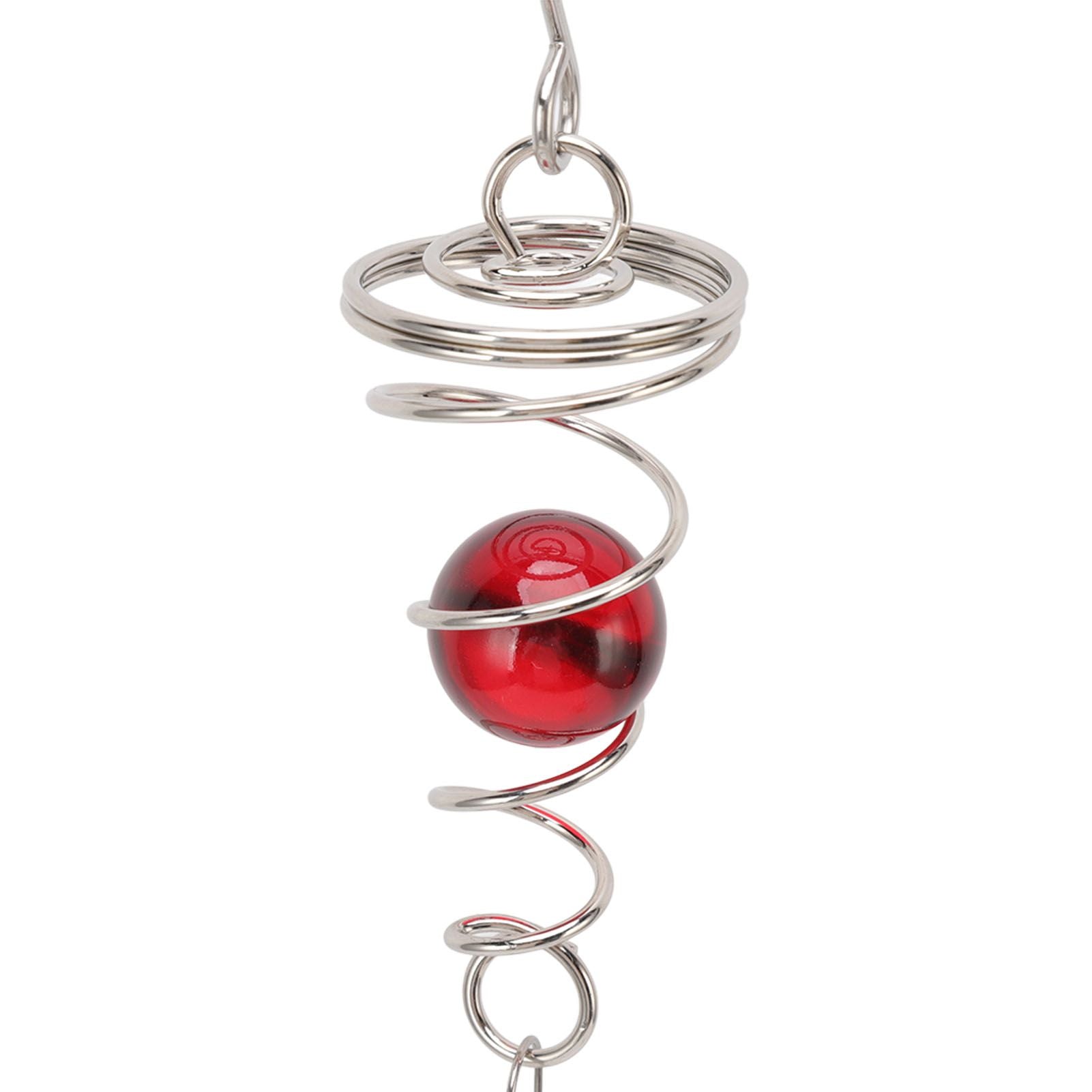2Pcs Gazing Ball Spiral Tail Wind Spinner Stabilizer Stainless Steel Spiral Wind Chimes for Outside Red V1294-YM3111220255514-0421