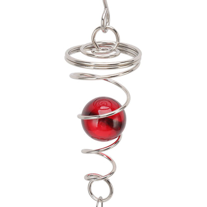 2Pcs Gazing Ball Spiral Tail Wind Spinner Stabilizer Stainless Steel Spiral Wind Chimes for Outside Red V1294-YM3111220255514-0421