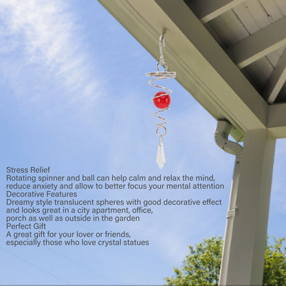 2Pcs Gazing Ball Spiral Tail Wind Spinner Stabilizer Stainless Steel Spiral Wind Chimes for Outside Red V1294-YM3111220255514-0421