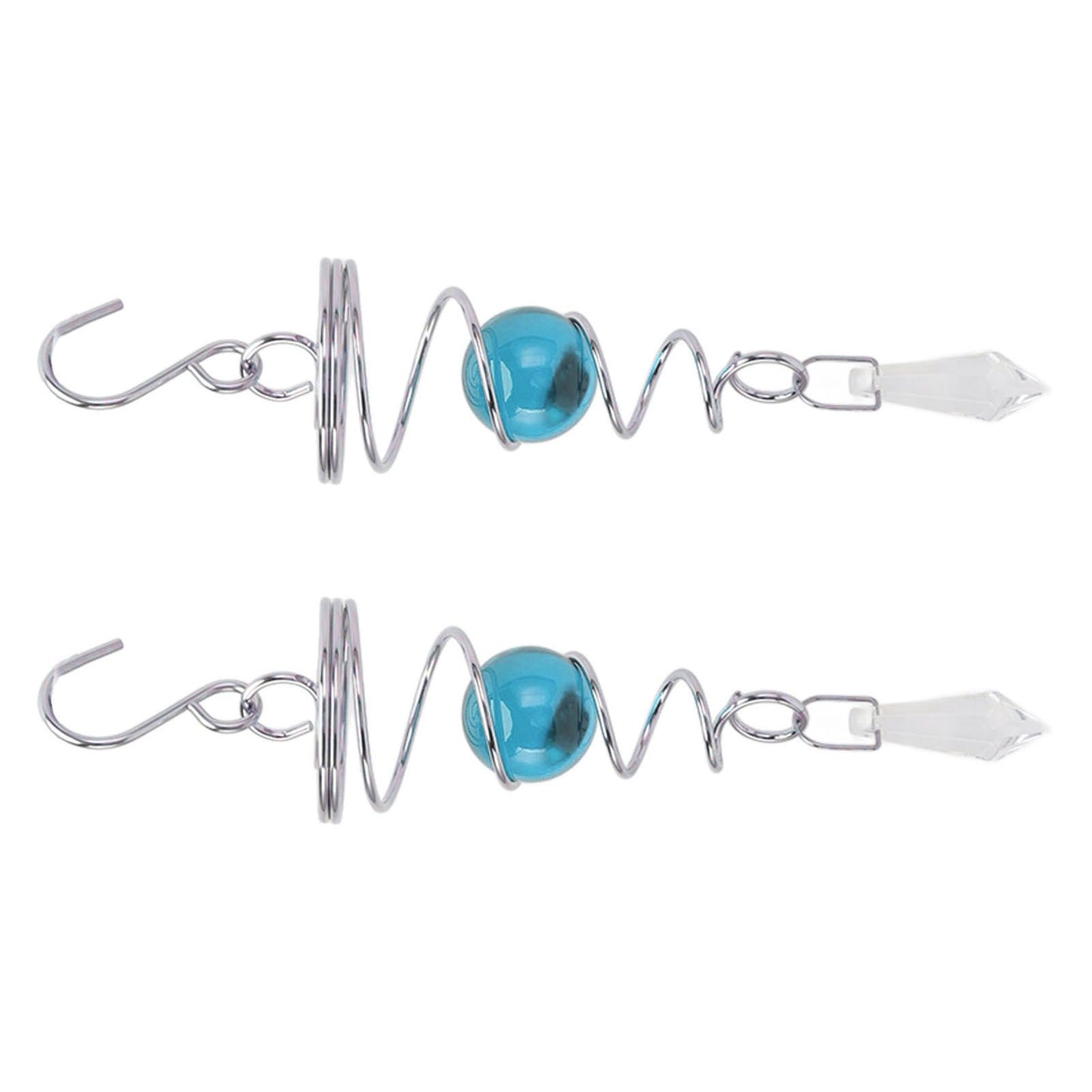 2Pcs Gazing Ball Spiral Tail Wind Spinner Stabilizer Stainless Steel Spiral Wind Chimes for Outside Lake Blue V1294-YM3111220255515-0421