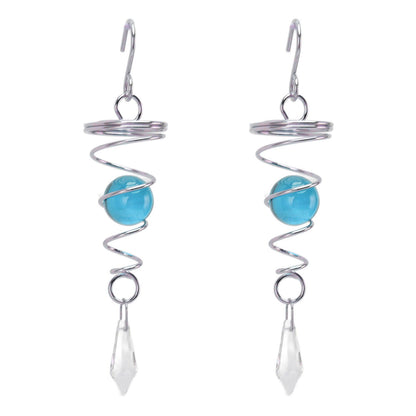 2Pcs Gazing Ball Spiral Tail Wind Spinner Stabilizer Stainless Steel Spiral Wind Chimes for Outside Lake Blue V1294-YM3111220255515-0421