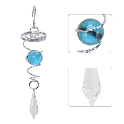 2Pcs Gazing Ball Spiral Tail Wind Spinner Stabilizer Stainless Steel Spiral Wind Chimes for Outside Lake Blue V1294-YM3111220255515-0421